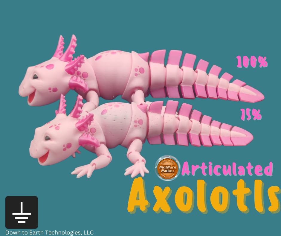 Mat Mire Makes Articulated Axolotl - Brown 100% Size – Down to Earth  Technologies